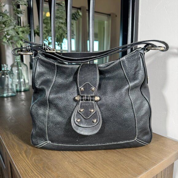 FURLA Black Pebbled Leather Hobo Shoulder Bag - Picture 5 of 11